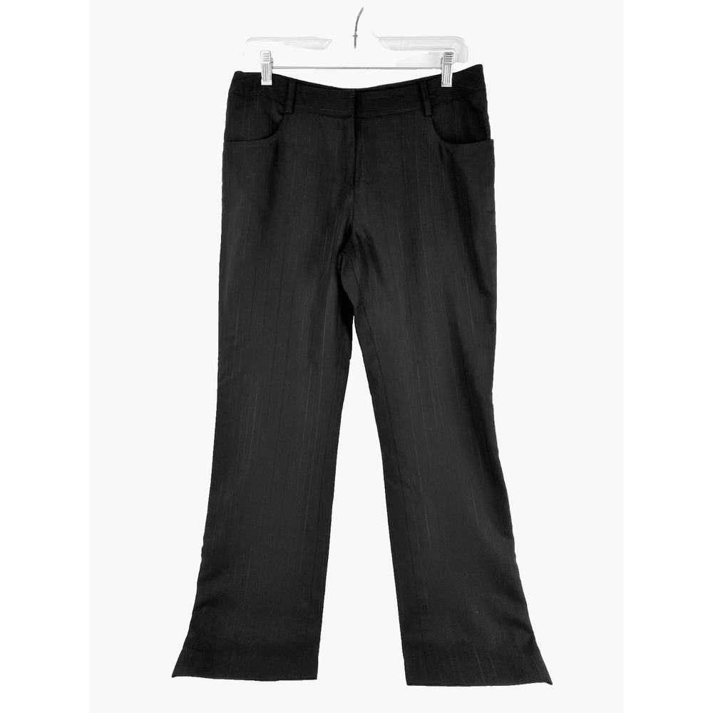 Christian Dior Luxury Pants Women's 8 Black Lambskin Trimmed Striped Lined 40